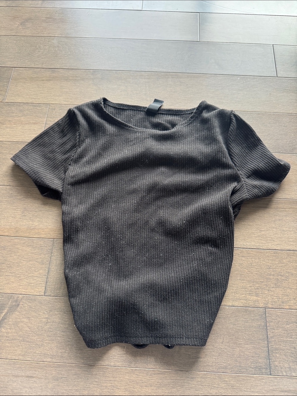 Windsor Black Ribbed Short-Sleeve Knit Top